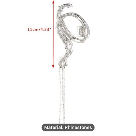 Rhinestone Tassel Geometric Hair Claw Hair Accessory - Picture 7 of 7